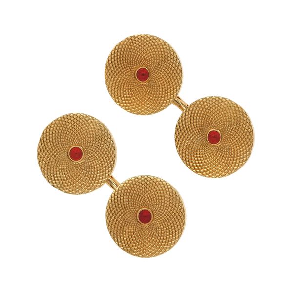 Bulgari. Bottoni da polso con smalto rosso