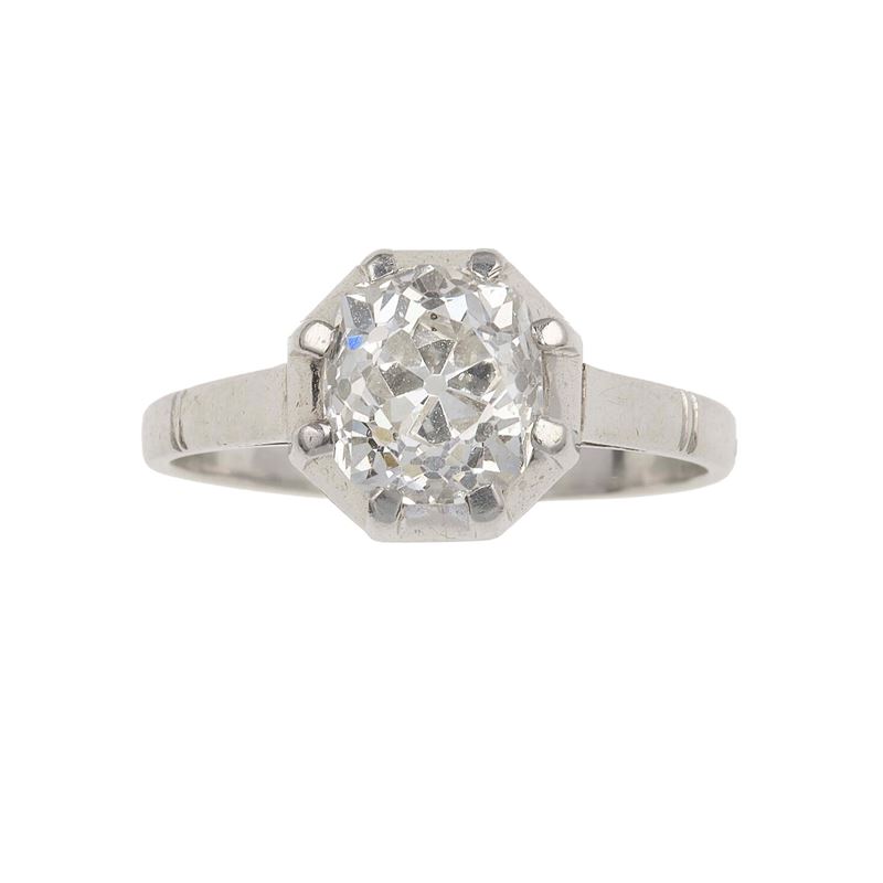 Anello con diamante di vecchio taglio di ct 1.20 circa  - Asta Fine Jewellery - Cambi Casa d'Aste