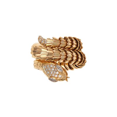 Anello 'Serpente', oro giallo 750/1000 con diamanti