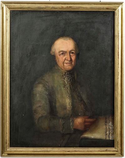 Scuola del XVIII secolo, Ritratto di gentiluomo con lettera, olio su tela