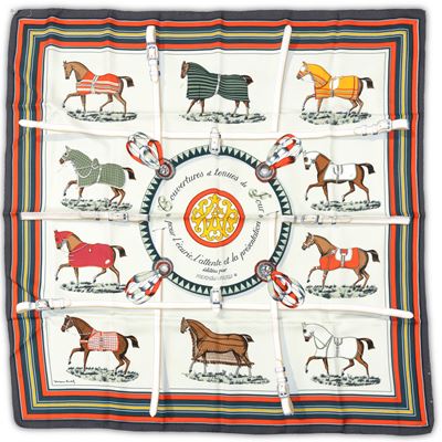 Hermès, Foulard "couvertures Et Tenues De Jour"