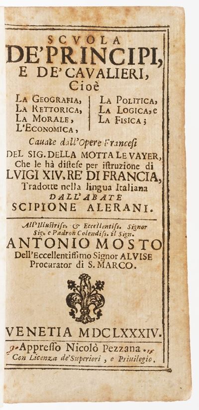 Alerani, Scipione: Scuola dei principi e dei cavalieri – Venezia, Pezzana, 1684