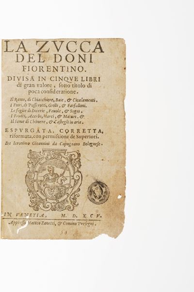 Doni, Anton Francesco, La zucca, Venezia, Matteo Zanetti e Comino Presegni, 1595