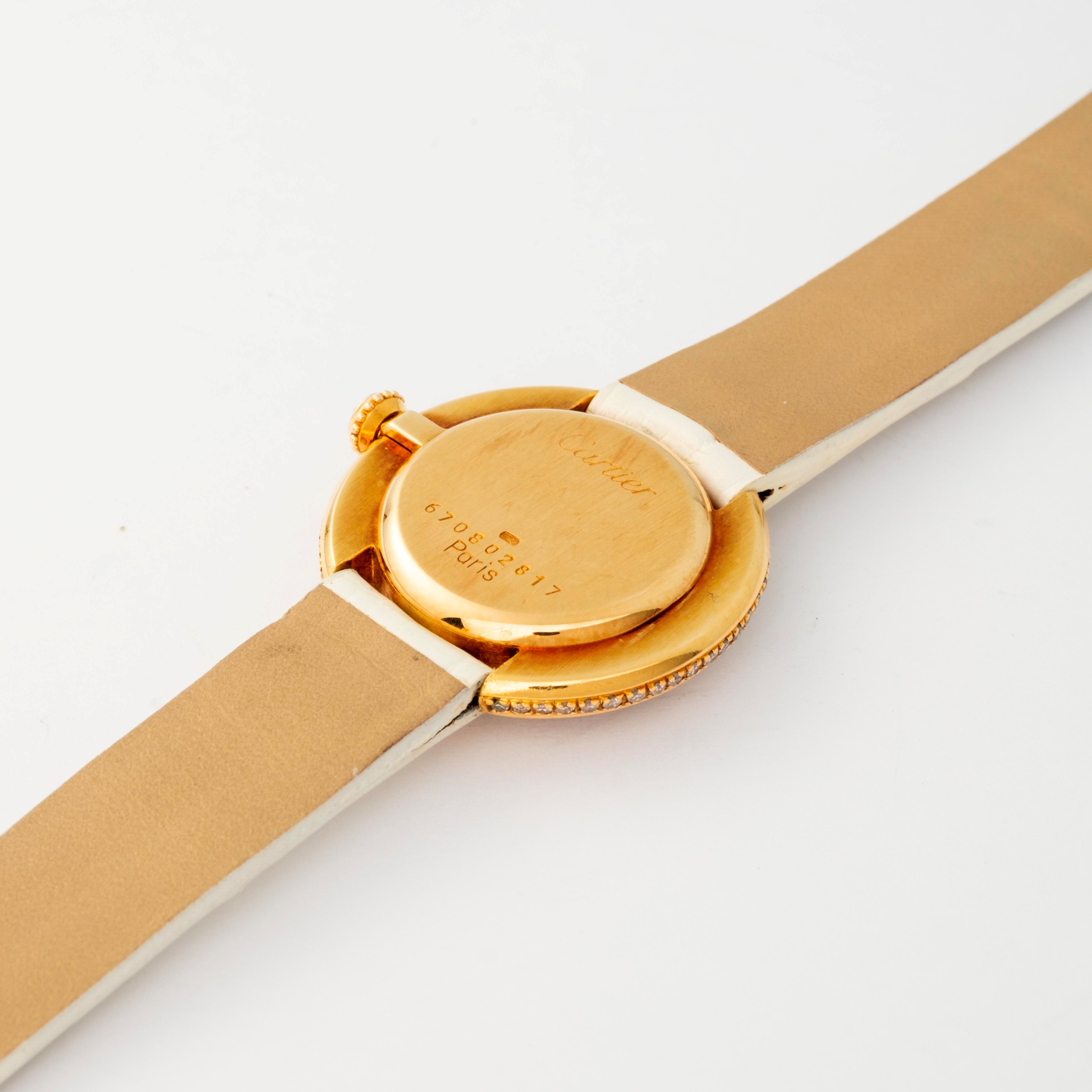 Cartier - Ellipse Vendome Lady in oro giallo 18k con smalti bianchi e brillanti, circa 1990