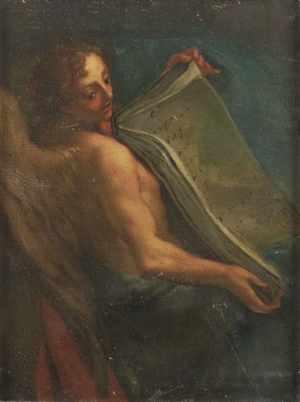 Scuola del XVIII secolo Angelo con libro