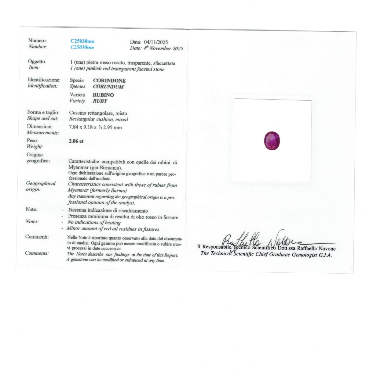 Anello con Rubino Burma di Ct 2.06, Nessuna Indicazione di Trattamento Termico e Diamanti per Ct ...