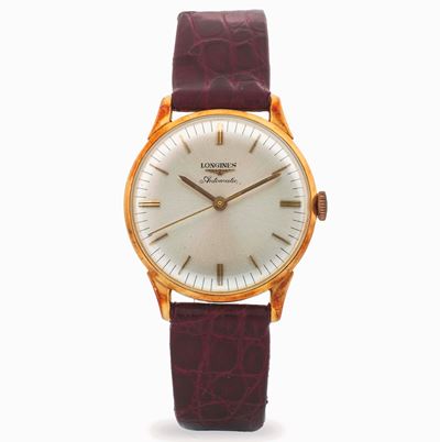 Orologio solo tempo automatico in oro giallo 18k, quadrante argenté, circa 1970