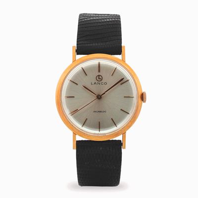Dress watch in oro giallo 18k con quadrante argenté e indici applicati, circa 1970