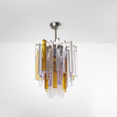 Lampada a sospensione in vetro e metallo