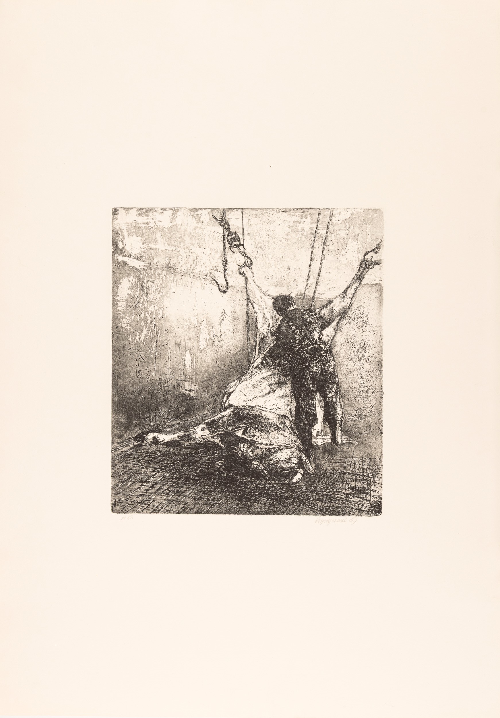 Renzo Vespignani - Senza titolo, acquaforte, 1959