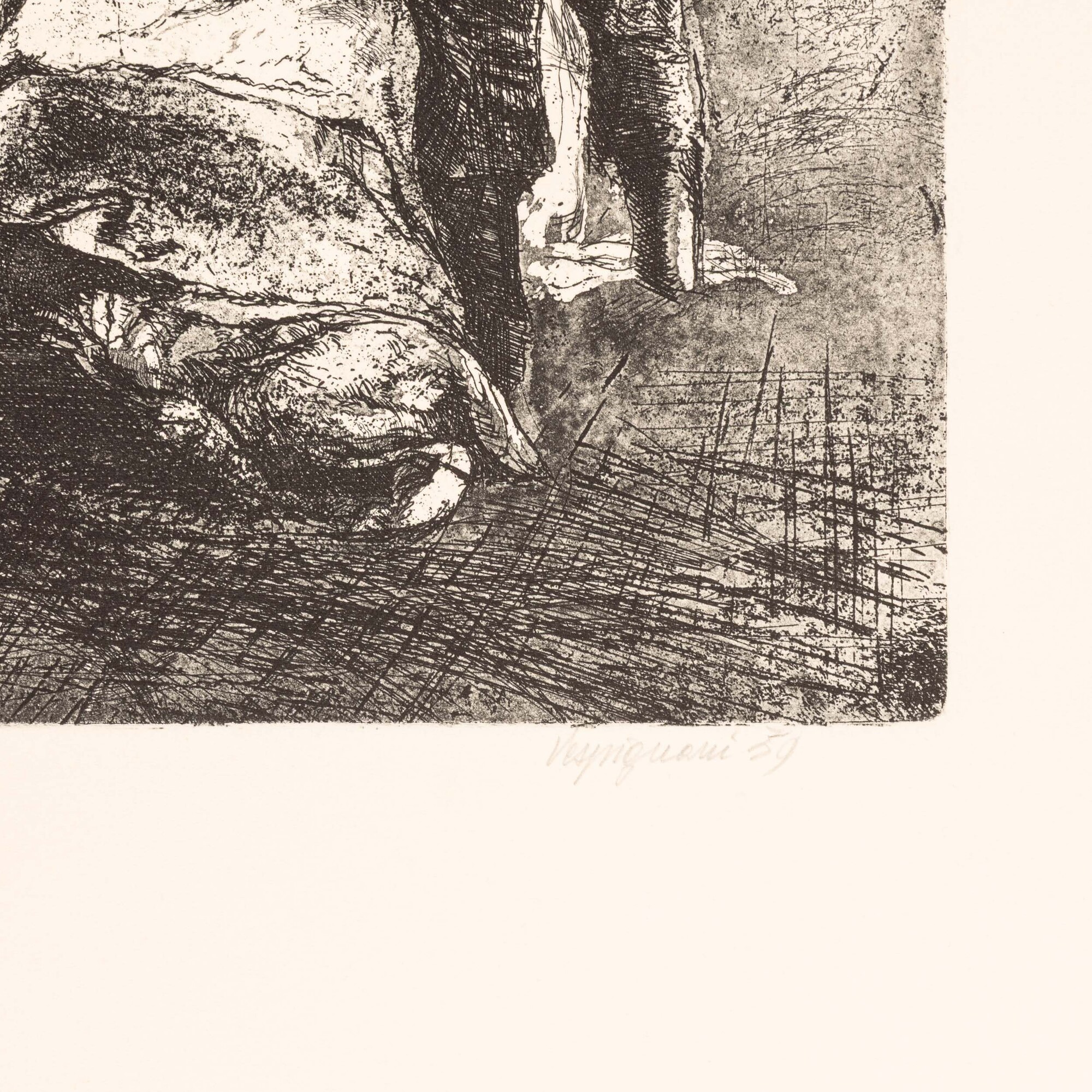 Renzo Vespignani - Senza titolo, acquaforte, 1959