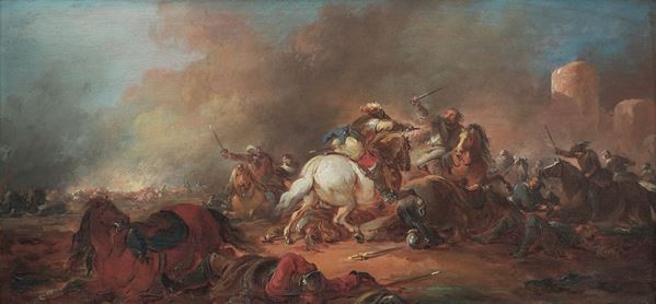 Scuola olandese del XVIII secolo Scontro di cavalleria