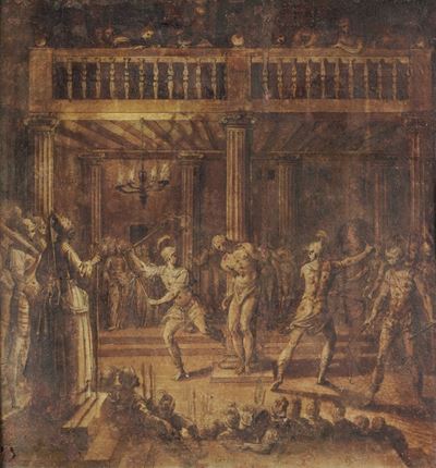 Flagellazione di Cristo - penna, inchiostro bruno e acquerello su carta