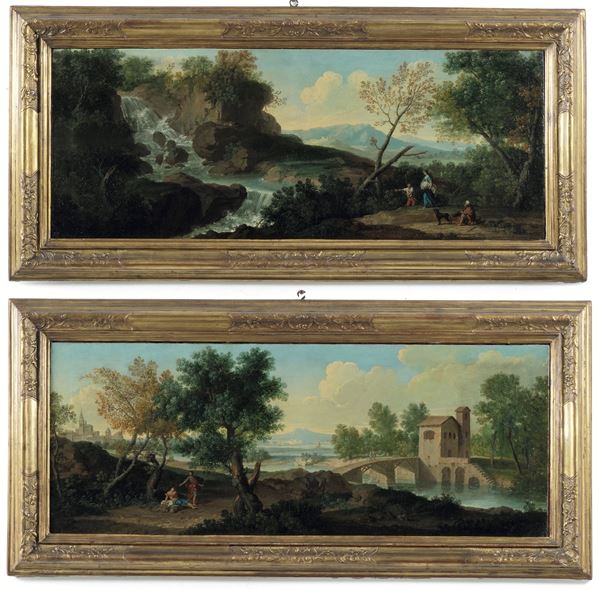 Paesaggi fluviali con figure