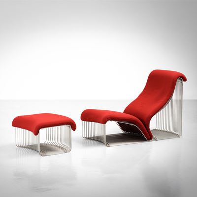 Chaise longue mod. 125T e poggiapiedi mod. 126S della serie Wire