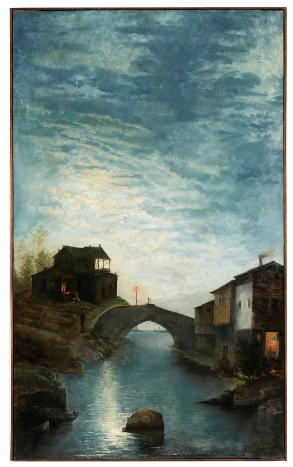 E. Castagnino Chiaro di luna su un fiume