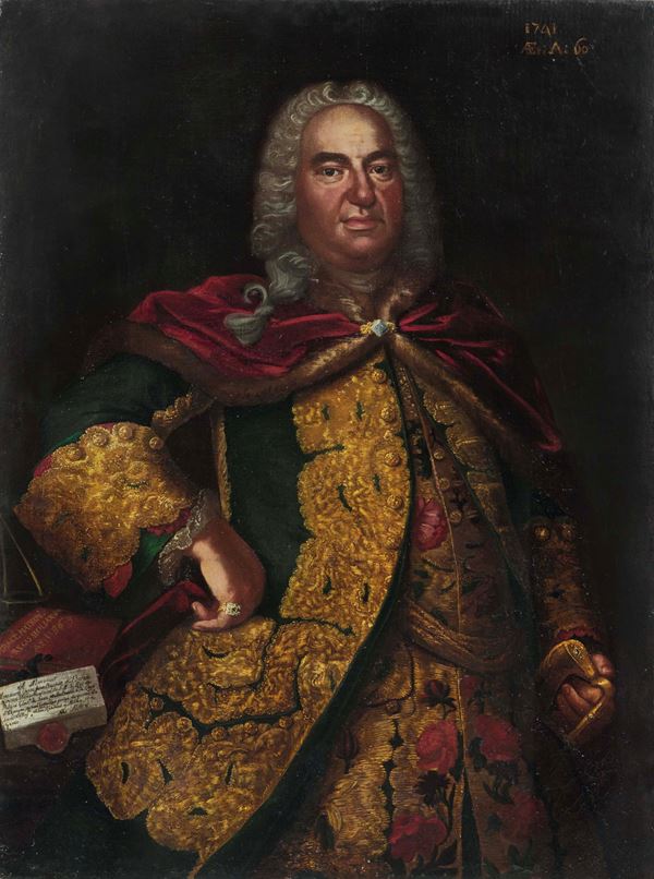 Scuola lombarda del XVIII secolo Ritratto di gentiluomo con lettera