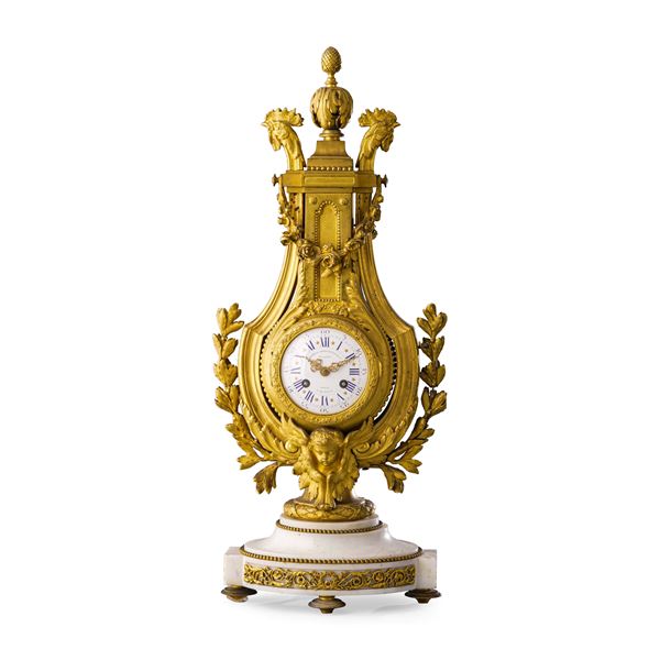 Pendola a lira. Lemerle - Charpentier & C.ie. Parigi XIX secolo
