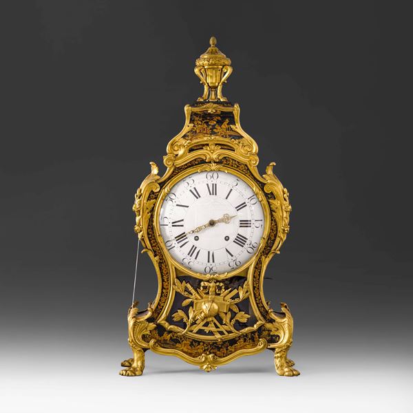 Pendola Cartel in legno dipinto e bronzo dorato. Francia XVIII secolo