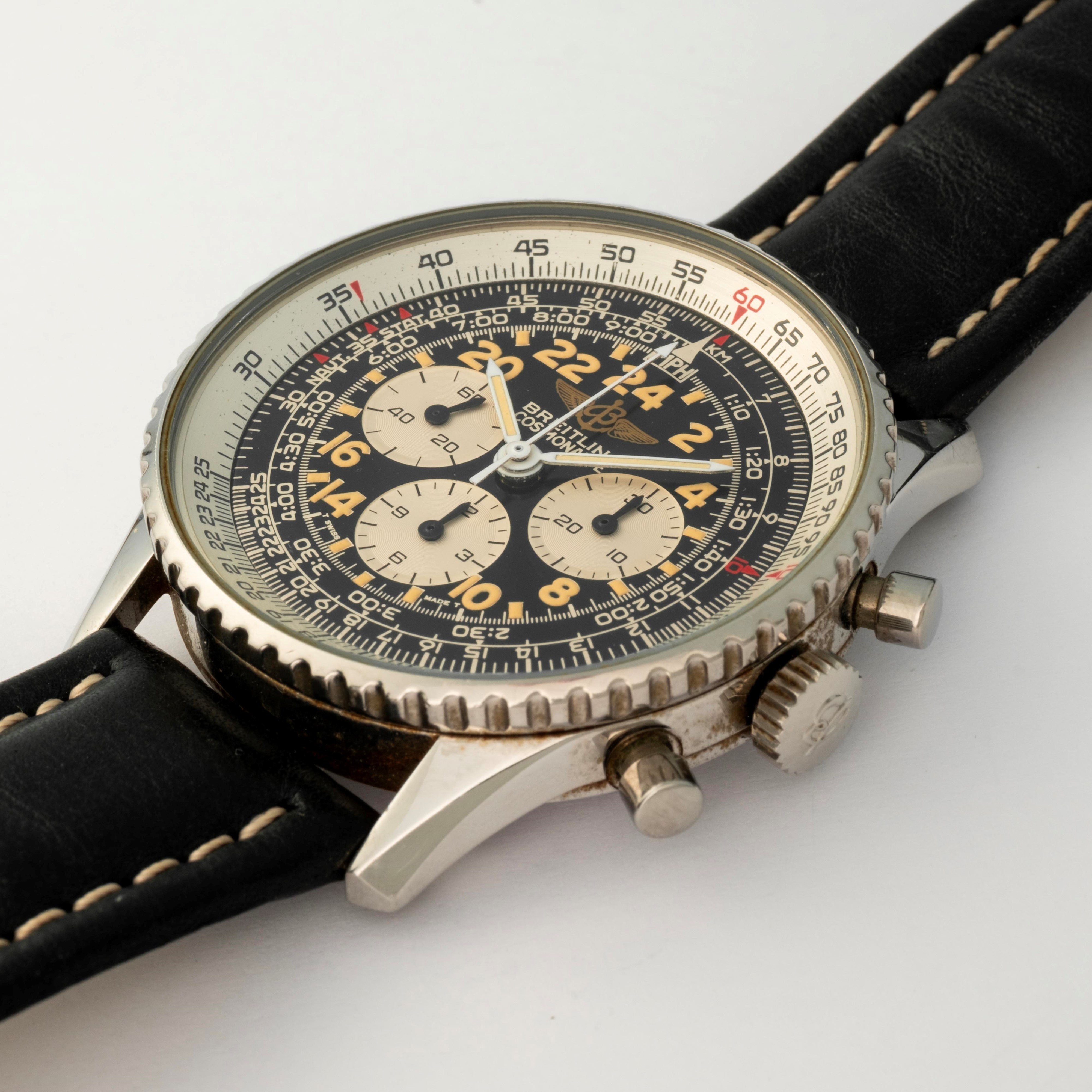 Breitling - Cosmonaute ref. 81600, acciaio, quadrante nero, circa 1990