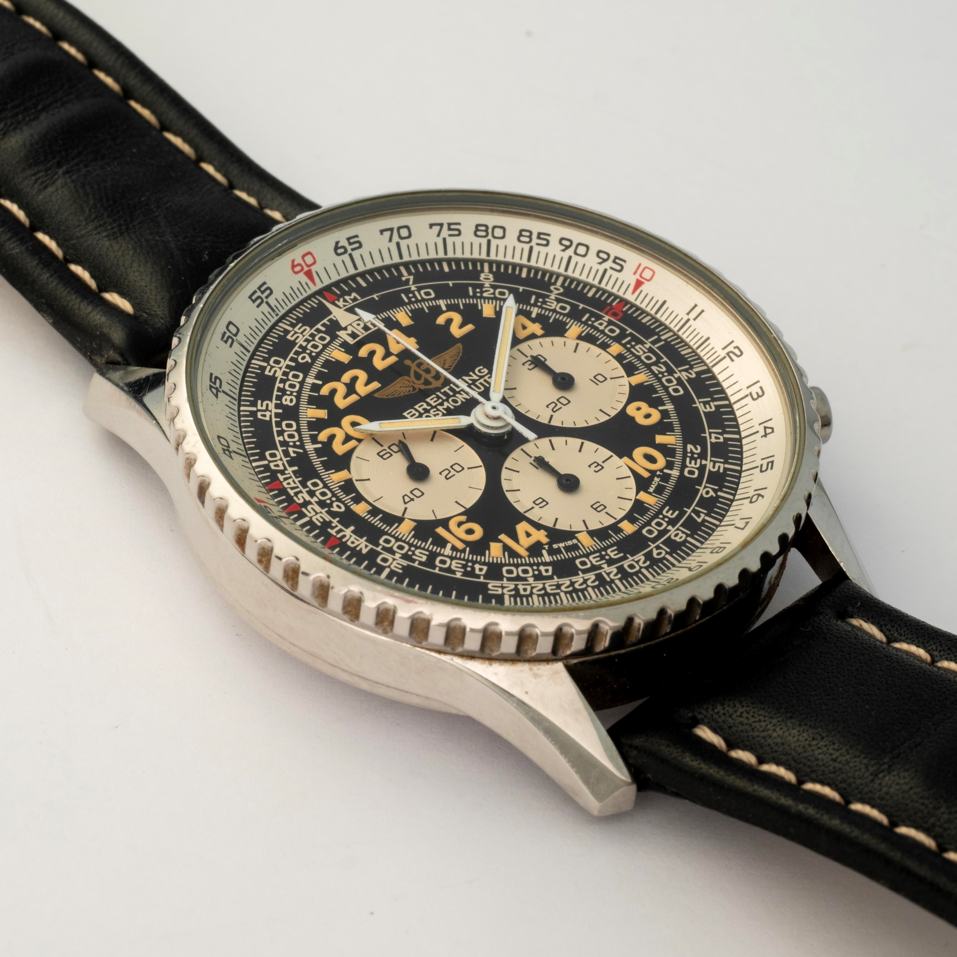 Breitling - Cosmonaute ref. 81600, acciaio, quadrante nero, circa 1990