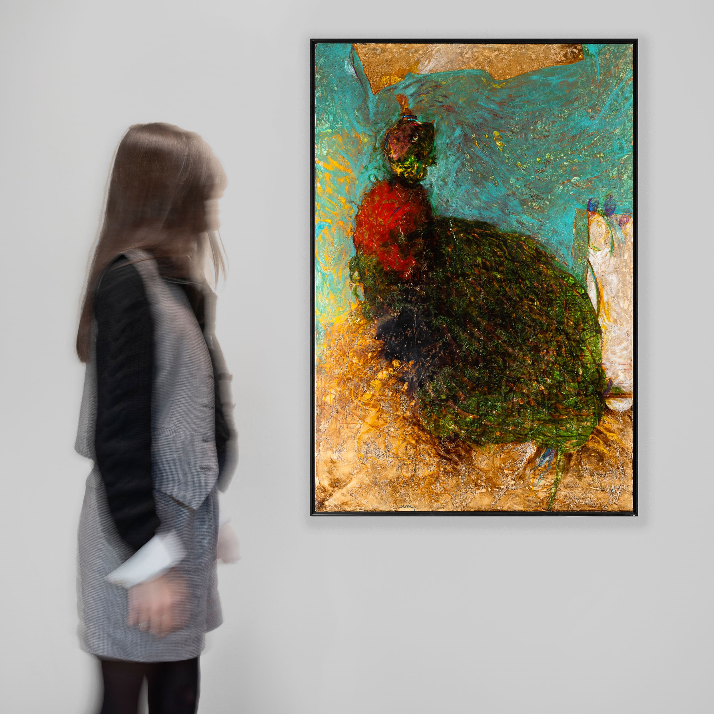 Gianni Dova - Pavone regale, olio e smalto su tela