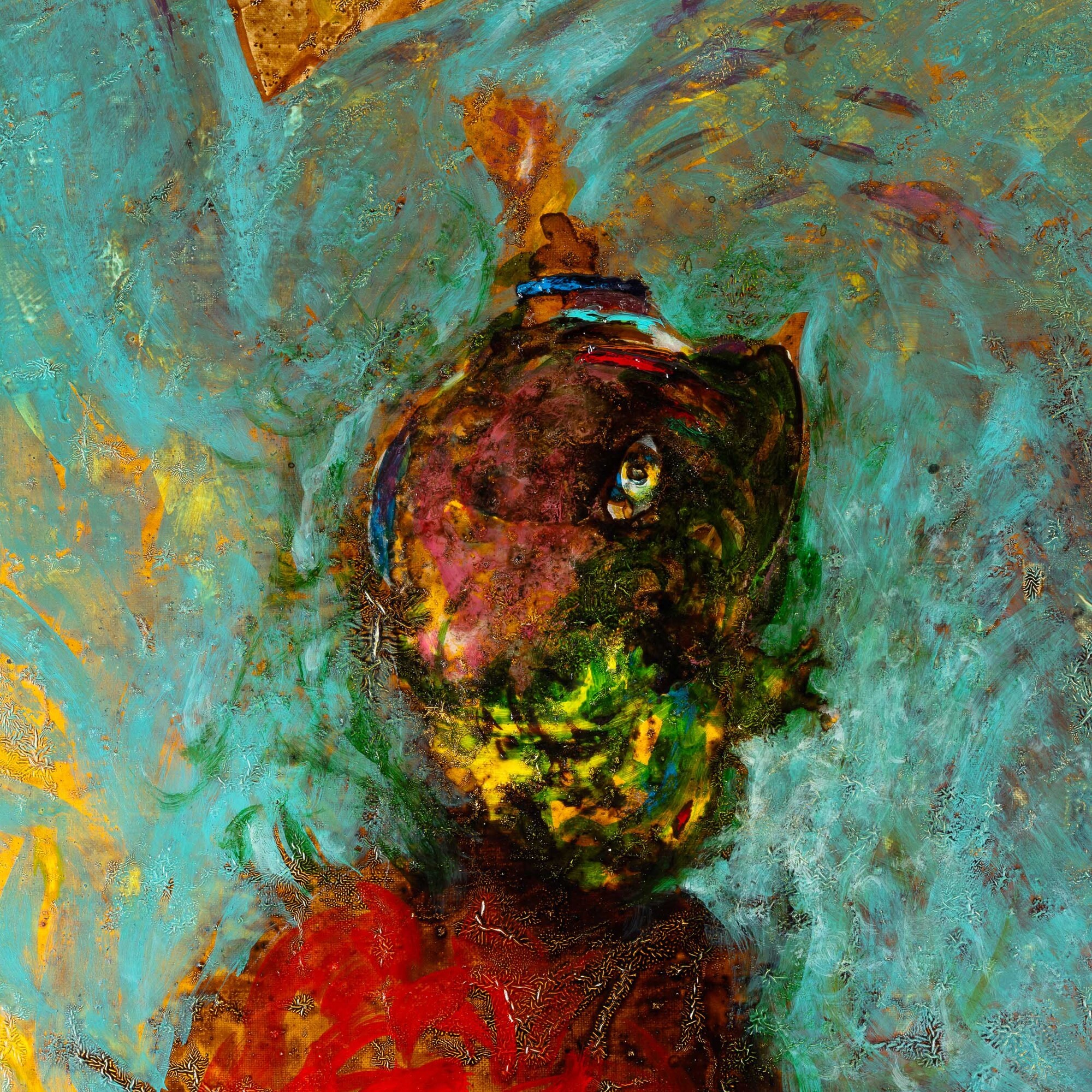 Gianni Dova - Pavone regale, olio e smalto su tela