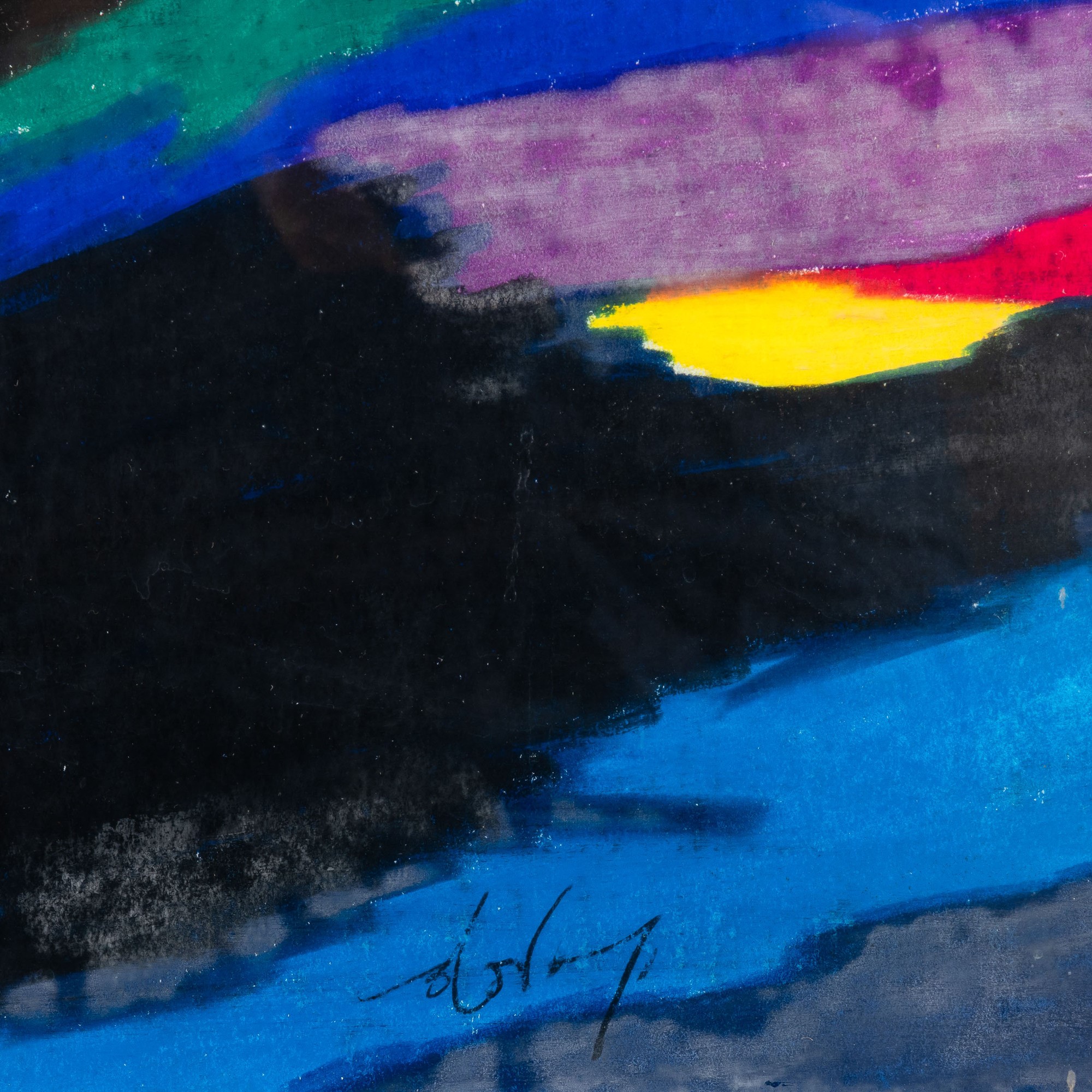 Gianni Dova - Composizione, tecnica mista su carta applicata su masonite