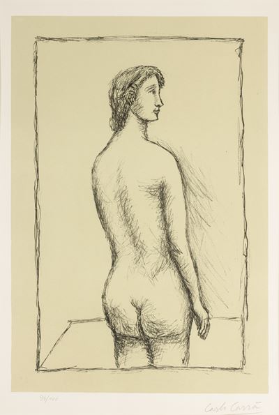 Nudo di schiena, litografia