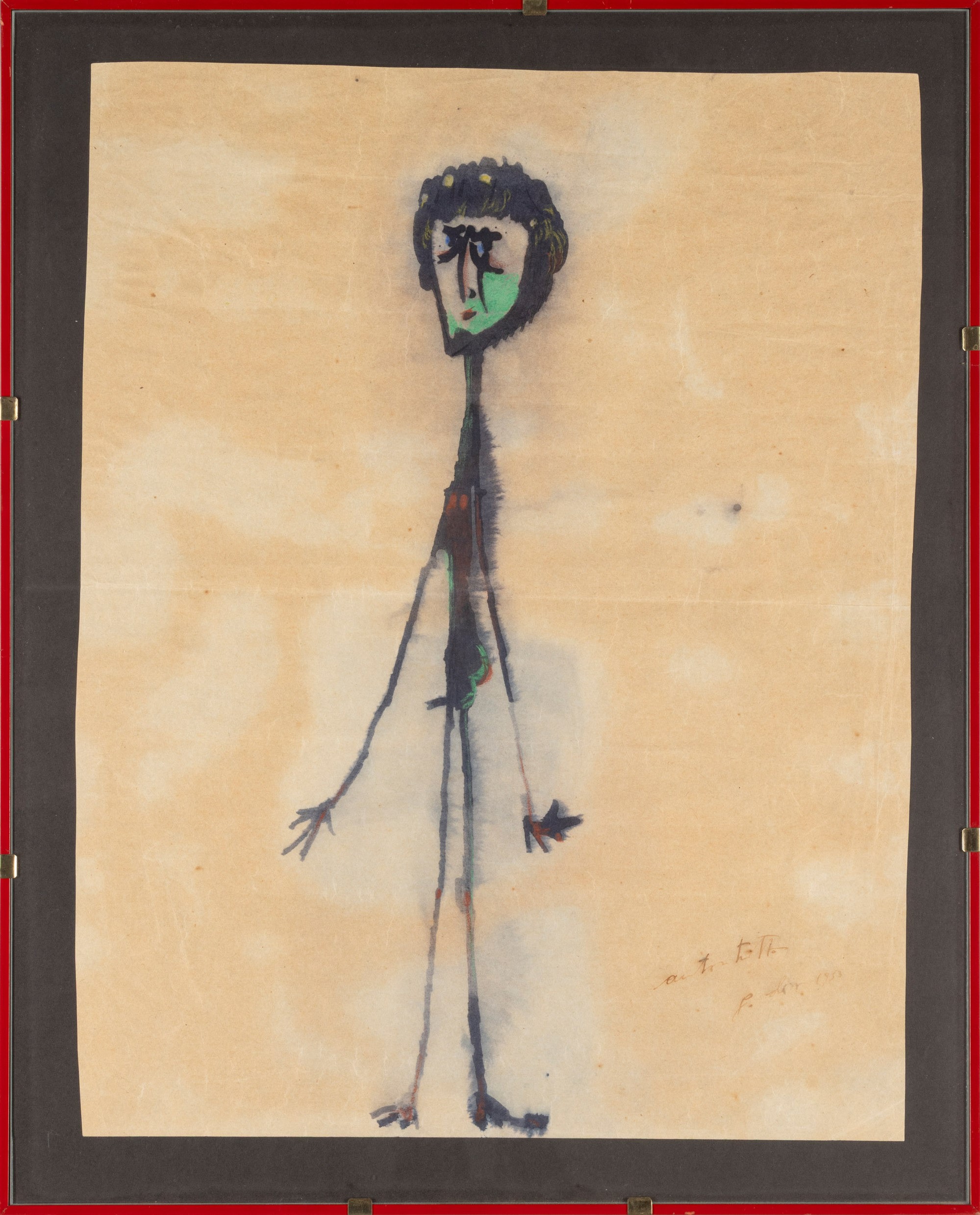 Gianni Dova - Autoritratto, tecnica mista su carta, 1953