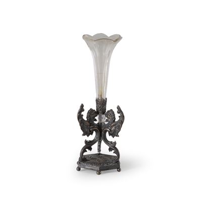 Vaso piccolo in vetro e argento, XIX-XX secolo