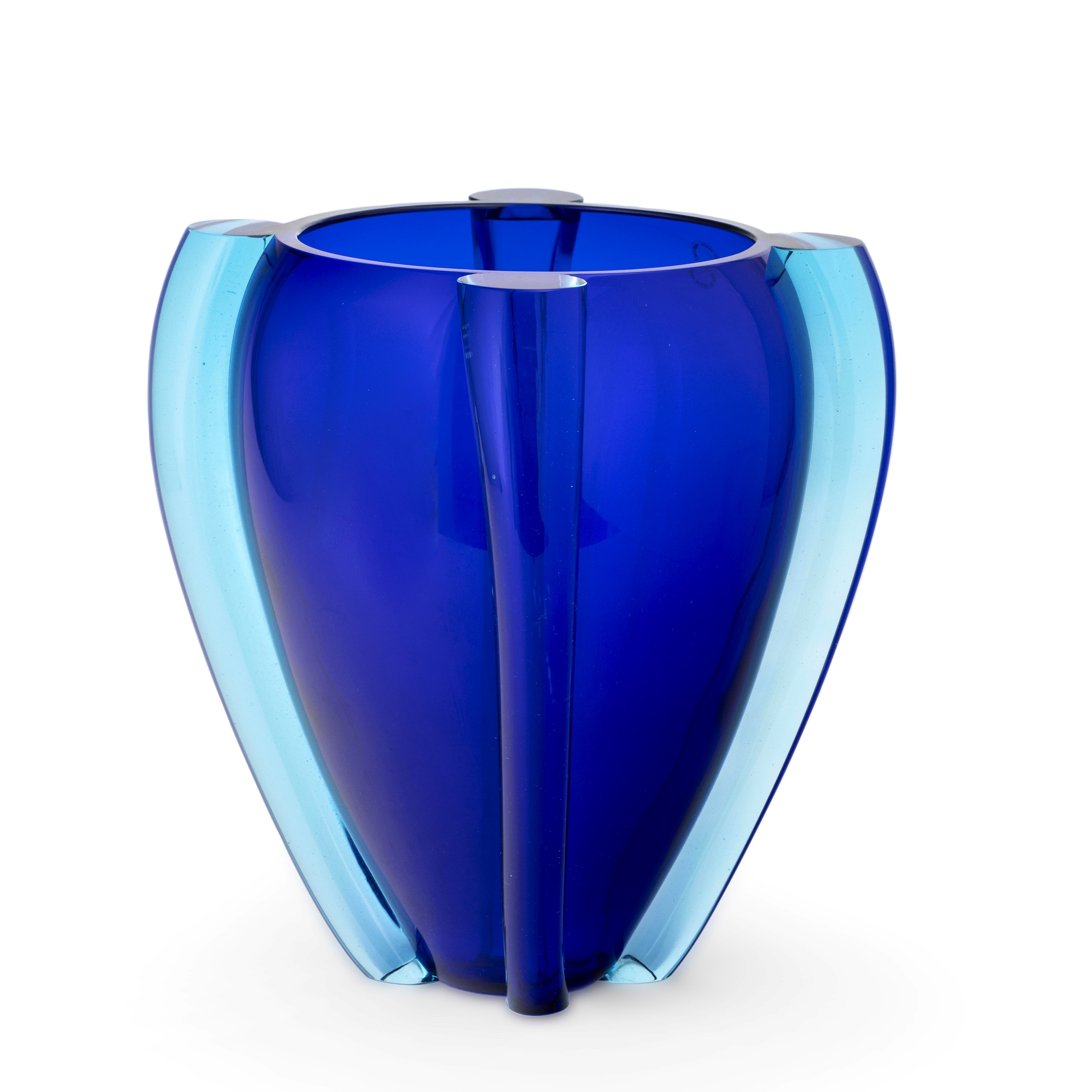 Tina Aufiero - Venini, vaso Alboino in vetro pesante zaffiro (Murano), 1991