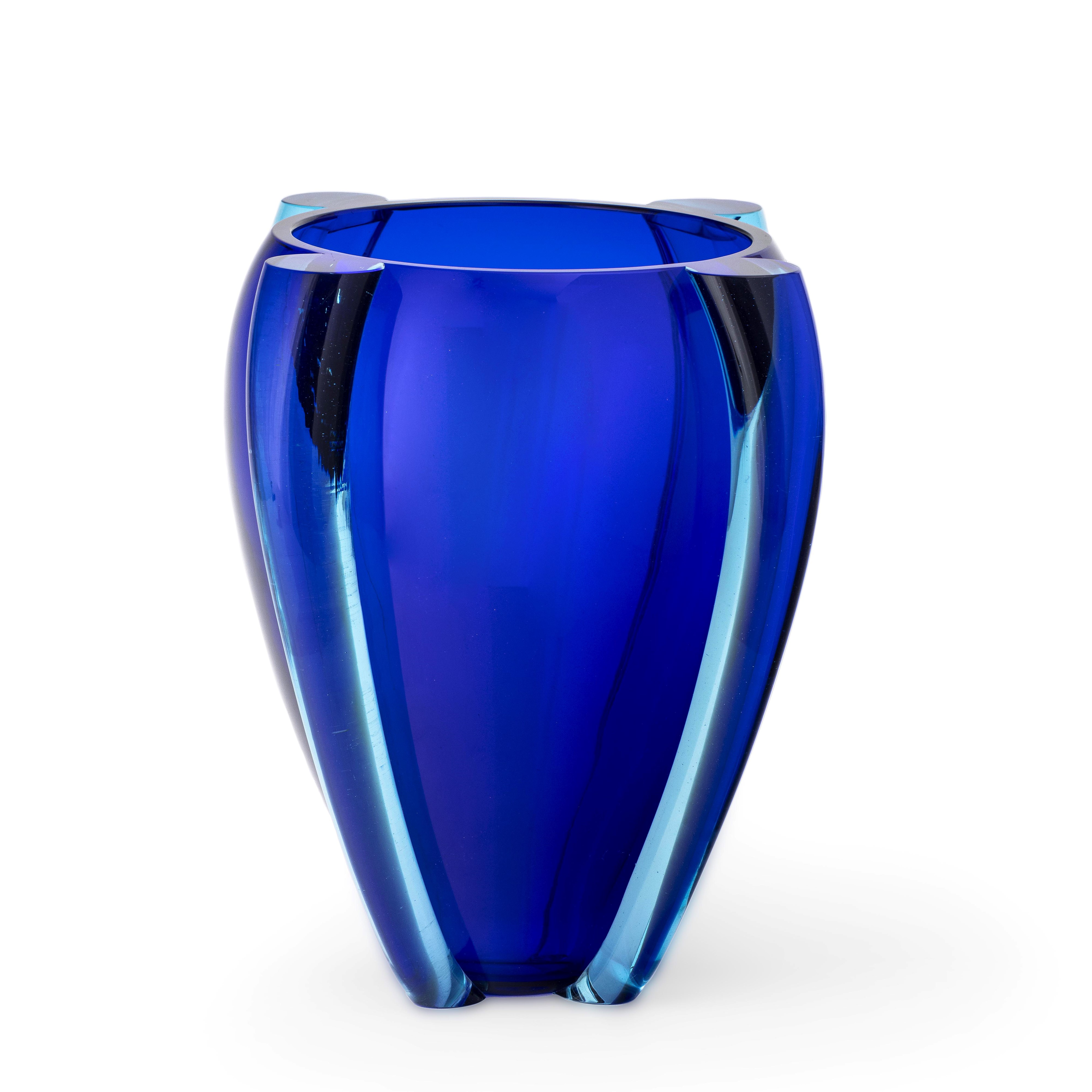 Tina Aufiero - Venini, vaso Alboino in vetro pesante zaffiro (Murano), 1991