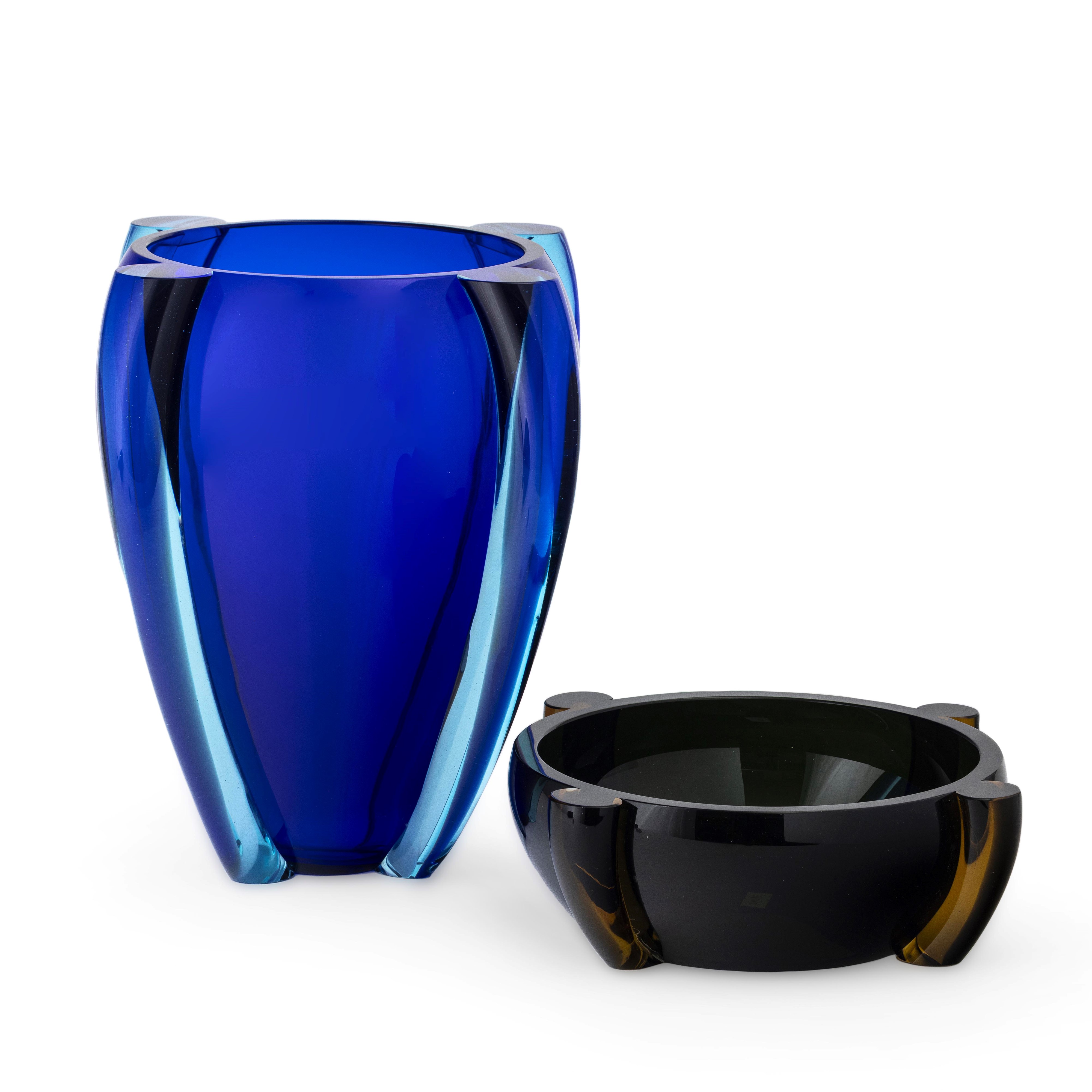 Tina Aufiero - Venini, vaso Alboino in vetro pesante zaffiro (Murano), 1991