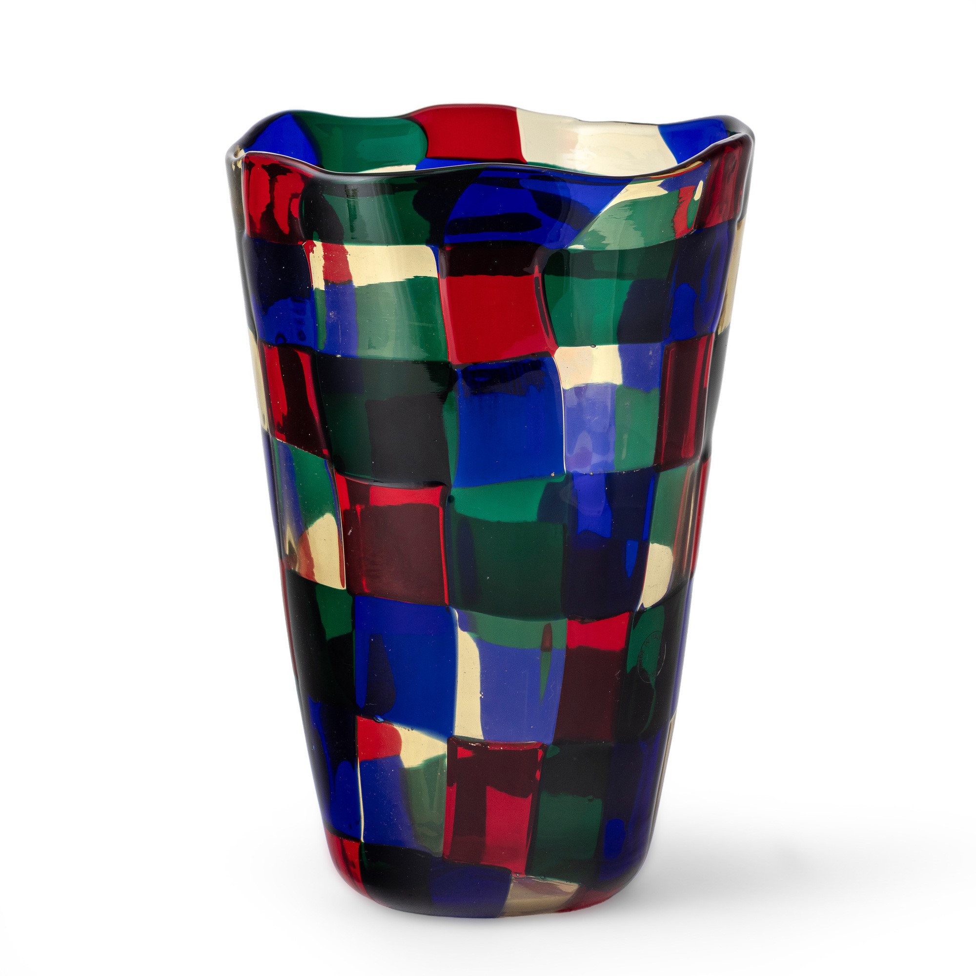 Fulvio Bianconi - Vaso troncoconico “Pezzati” in vetro soffiato Venini (Parigi), 1991