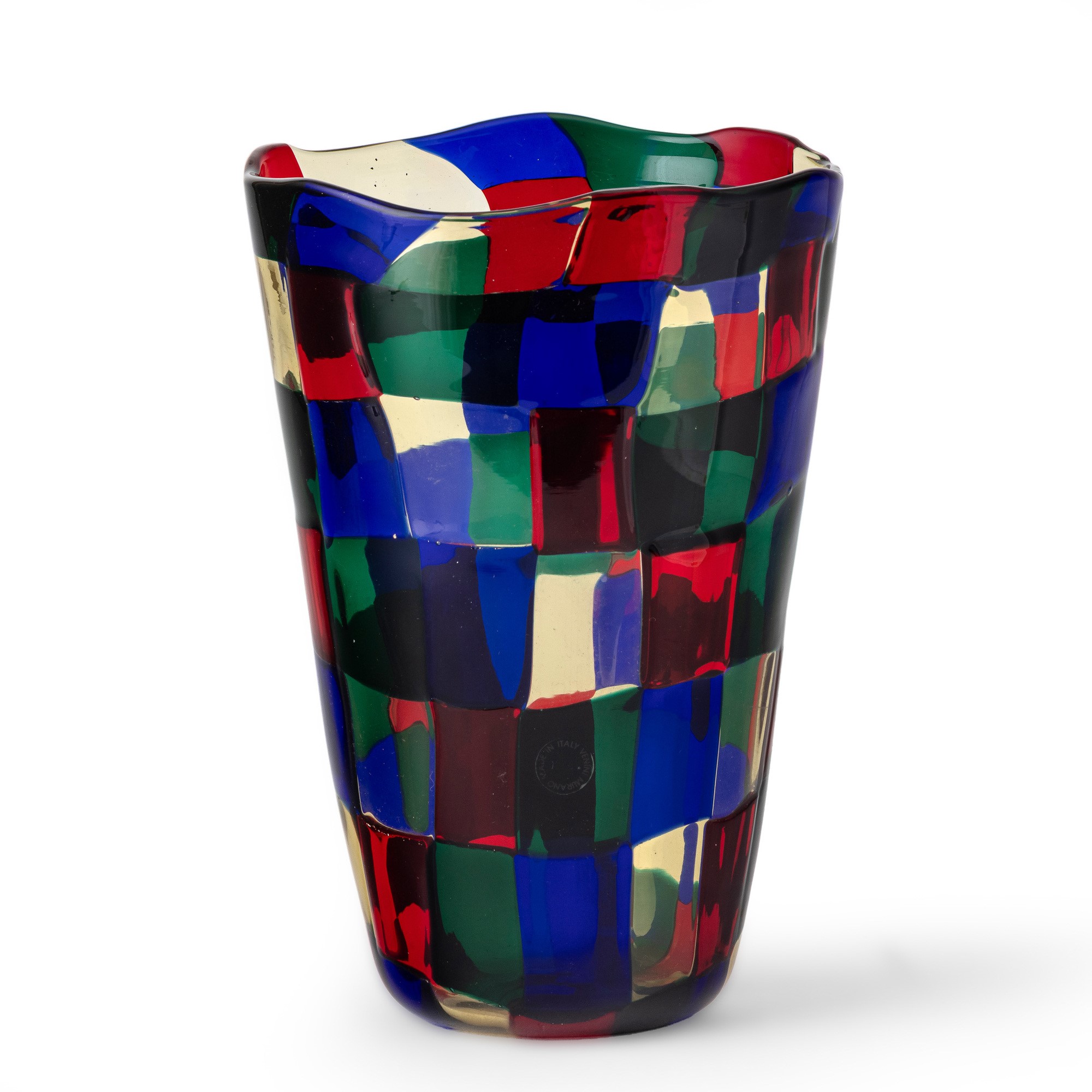 Fulvio Bianconi - Vaso troncoconico “Pezzati” in vetro soffiato Venini (Parigi), 1991