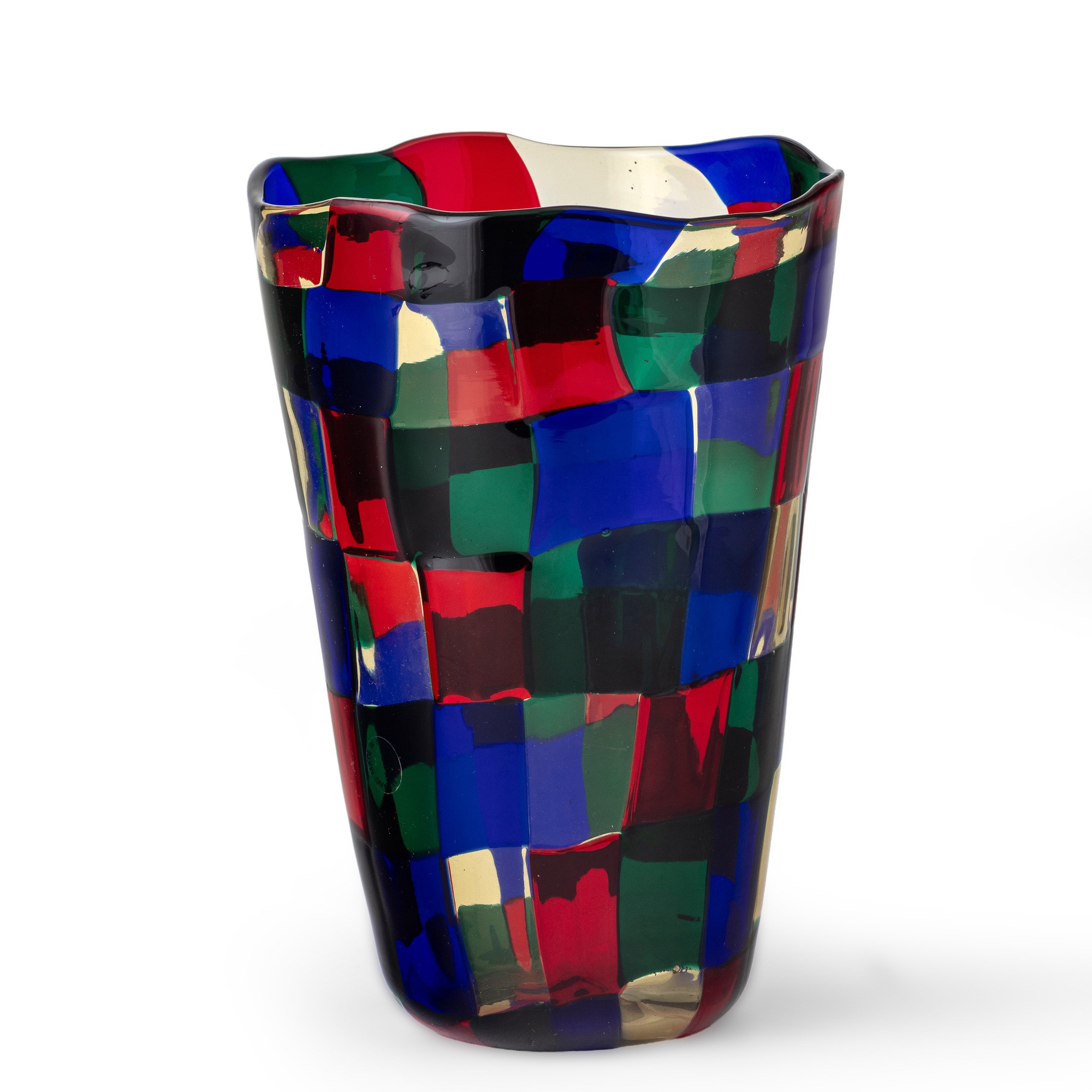 Fulvio Bianconi - Vaso troncoconico “Pezzati” in vetro soffiato Venini (Parigi), 1991