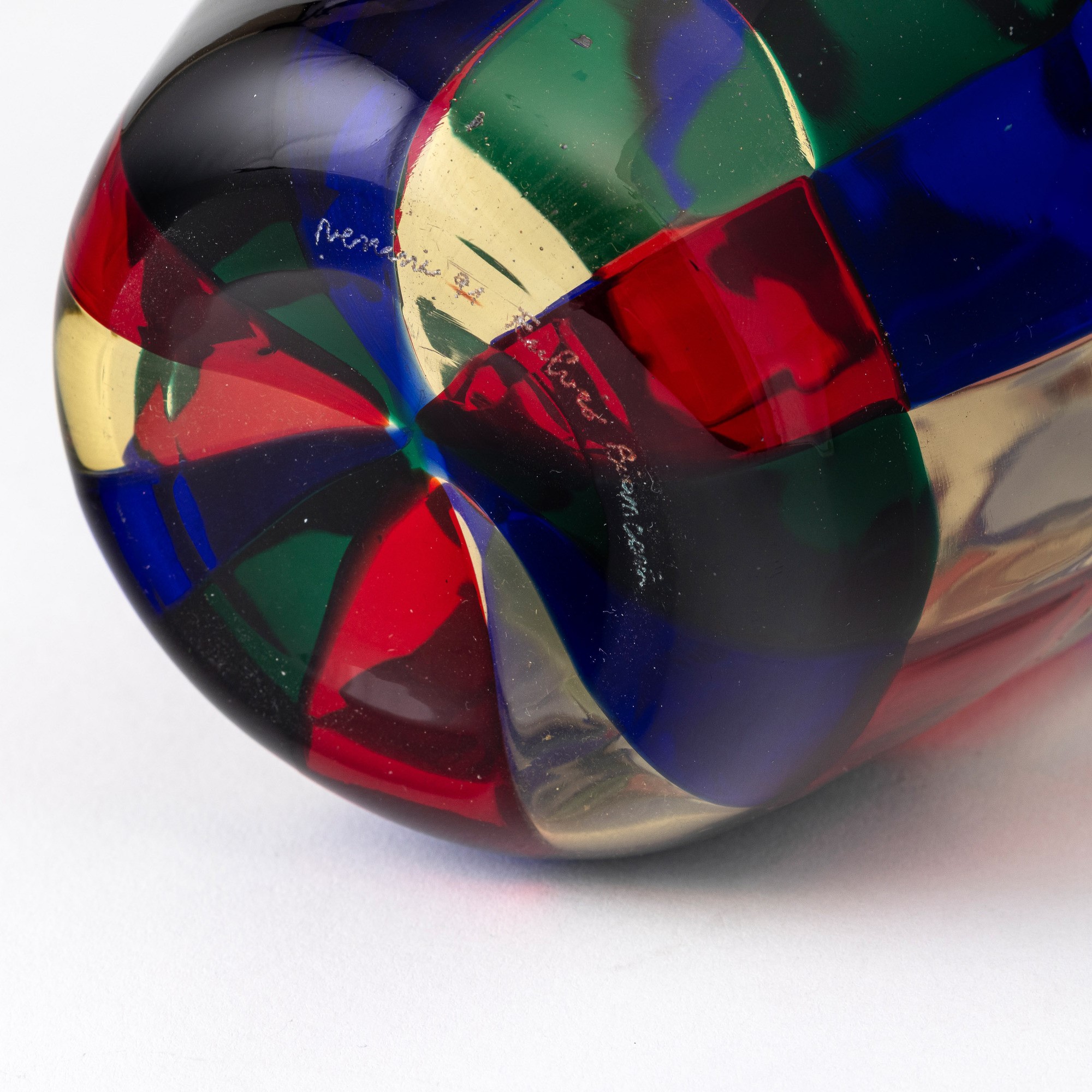 Fulvio Bianconi - Vaso troncoconico “Pezzati” in vetro soffiato Venini (Parigi), 1991