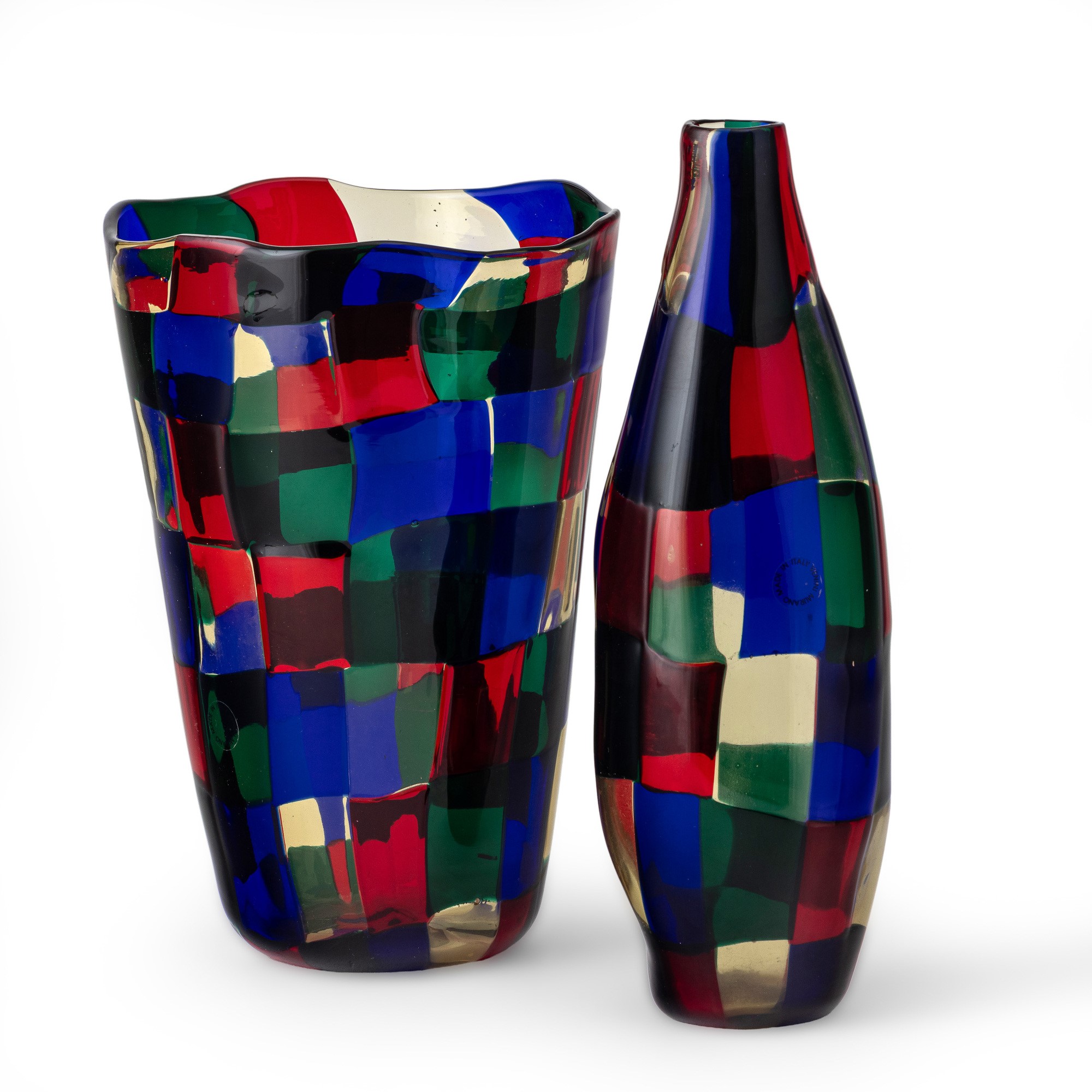 Fulvio Bianconi - Vaso troncoconico “Pezzati” in vetro soffiato Venini (Parigi), 1991