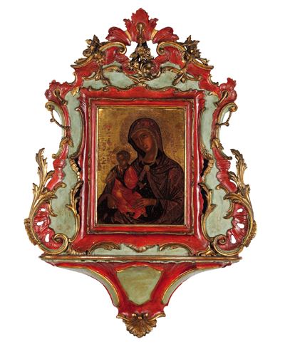 Scuola veneto-cretese, Madonna con Bambino, olio su tavola a fondo oro