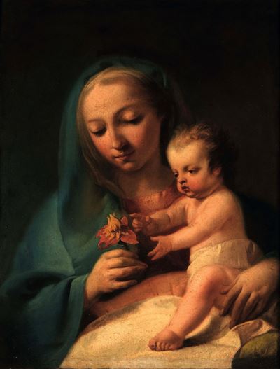 Madonna con Bambino, olio su tela