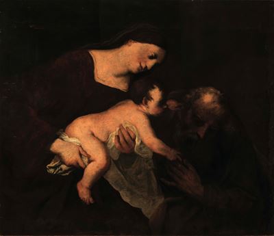 Sacra Famiglia, olio su tela