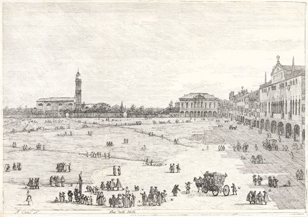 Straordinario esemplare in tiratura pre-editoriale.<BR>Antonio Canal detto il Canaletto (1697-1768) Pra' della Valle<BR>Venezia, tiratura pre editoriale, ante 1752