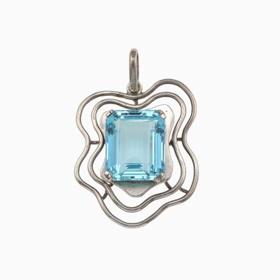 Pendente con acquamarina, montatura in argento