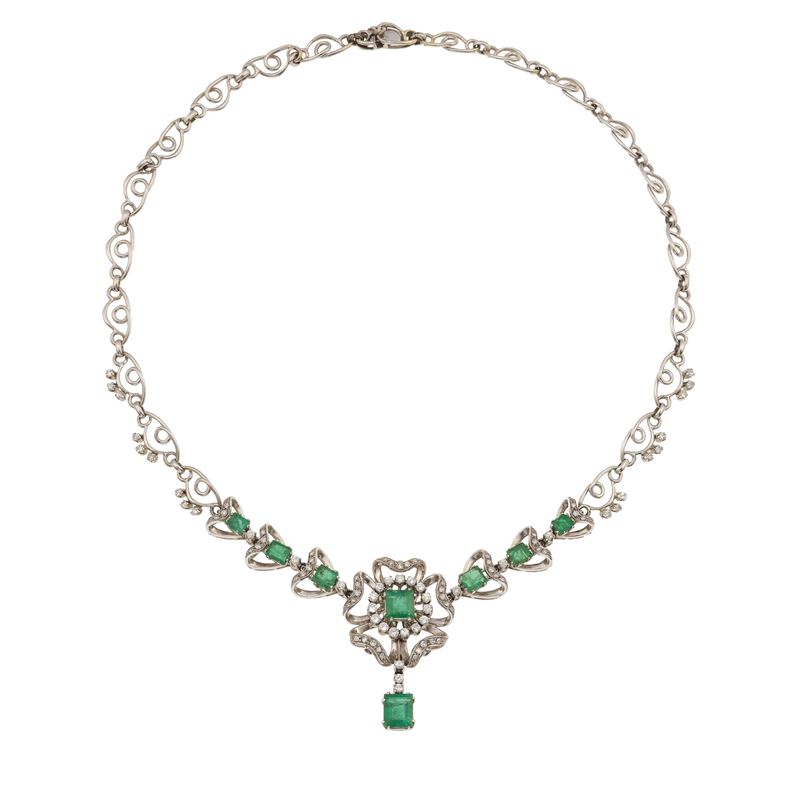 Girocollo con diamanti e smeraldi  - Asta Fine Jewellery - Cambi Casa d'Aste