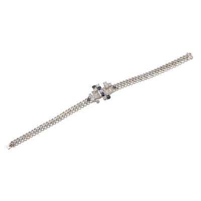 Bracciale con zaffiri e diamanti, oro bianco 750/1000