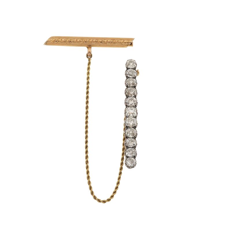 Spilla con undici diamanti di vecchio taglio per ct 5.50 circa  - Asta Fine Jewellery - Cambi Casa d'Aste