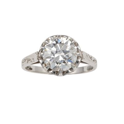 Musy, Anello in platino con diamante di vecchio taglio di ct 1.80 circa