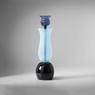 Vaso modello Atamante, vetro colorato e opalino, 1986
