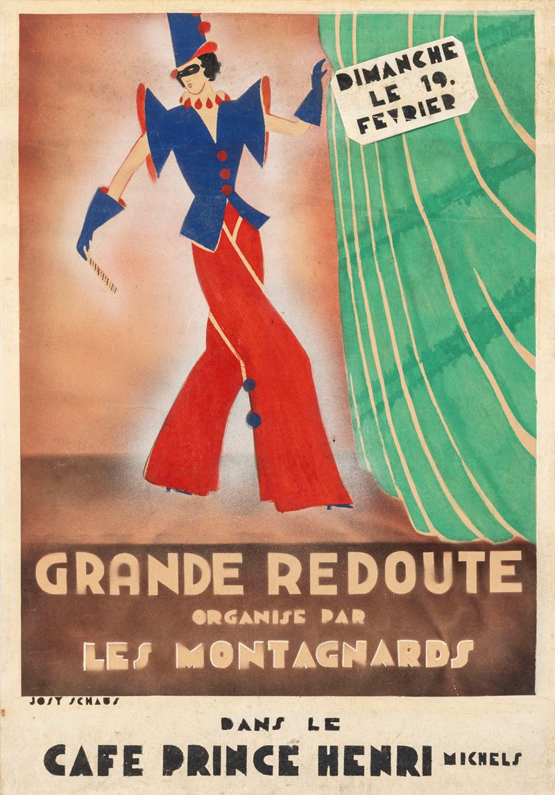 Josy Scnaus : Grande Redoute - Cafe Prince Henri  - Asta Manifesti e Collectibles - Cambi Casa d'Aste